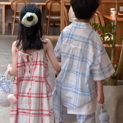 【BABY&KID】夏新作 チェック柄セットアップ、ワンピースSK080519