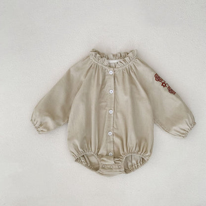 【BABY】フリル襟コーデュロイ刺繍ロンパースSK100120