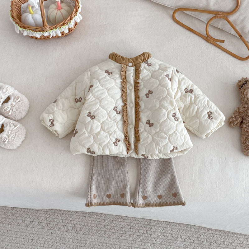 【BABY&KID】冬新作リボン中綿キルティングコートSK102521