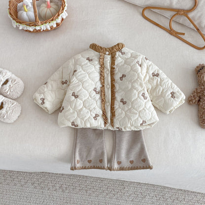 【BABY&KID】冬新作リボン中綿キルティングコートSK102521