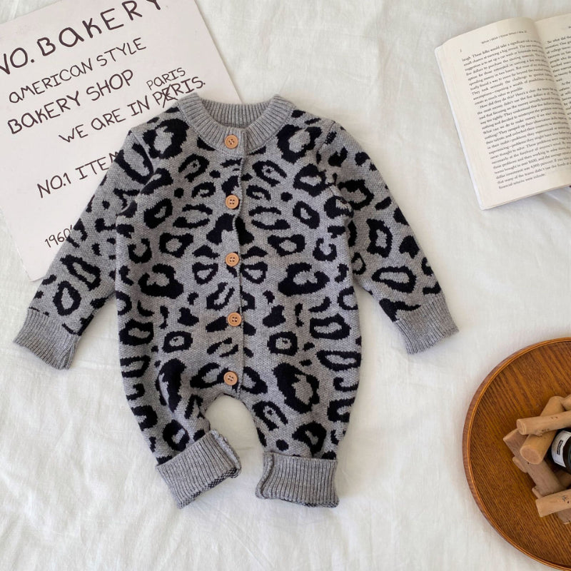 【BABY】冬新作レオパード柄ニットカバーオールSK102713