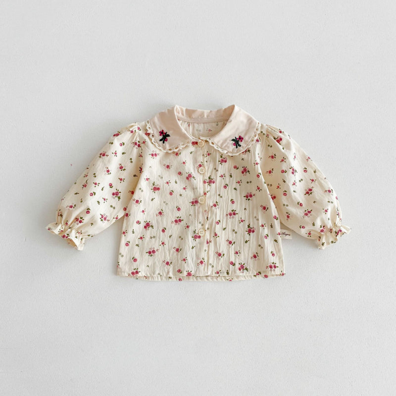 【BABY】小花柄丸襟ブラウス、ロンパースSK102218