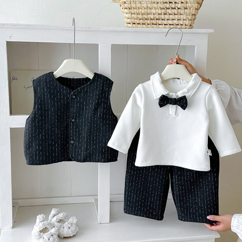 【BABY】冬新作厚手ベストセットアップ、裏起毛トップスSK108312