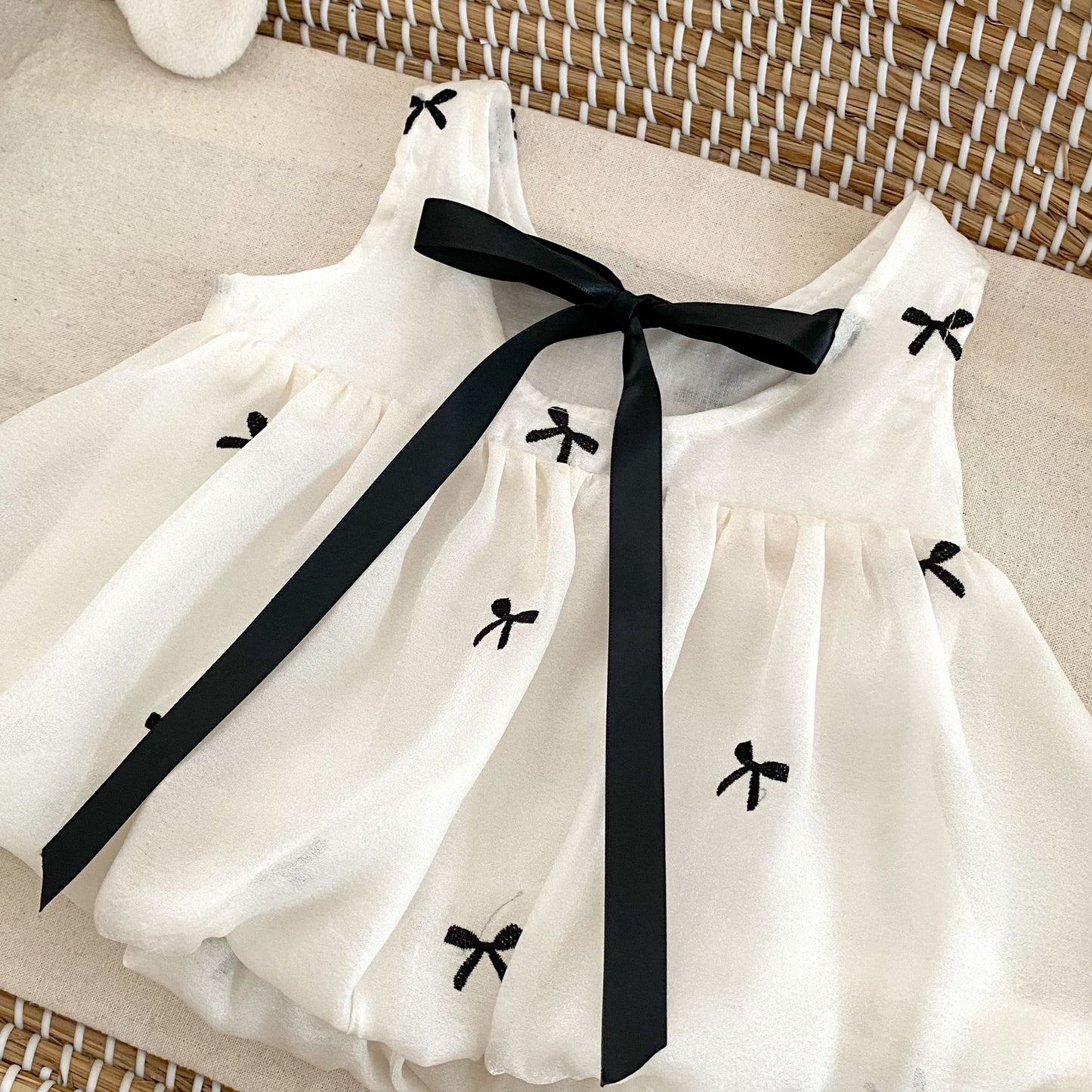 【BABY&KID】夏新作 蝶結びふわふわキャミソール、蝶結付きショートパンツSK061802