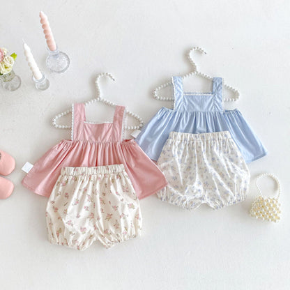 【BABY&KID】夏新作 無地キャミソール、花柄ショートパンツSK080614