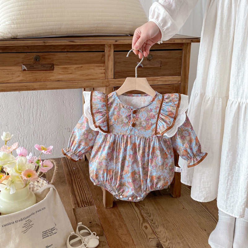 【BABY】レトロ小花柄ロンパースSK103614