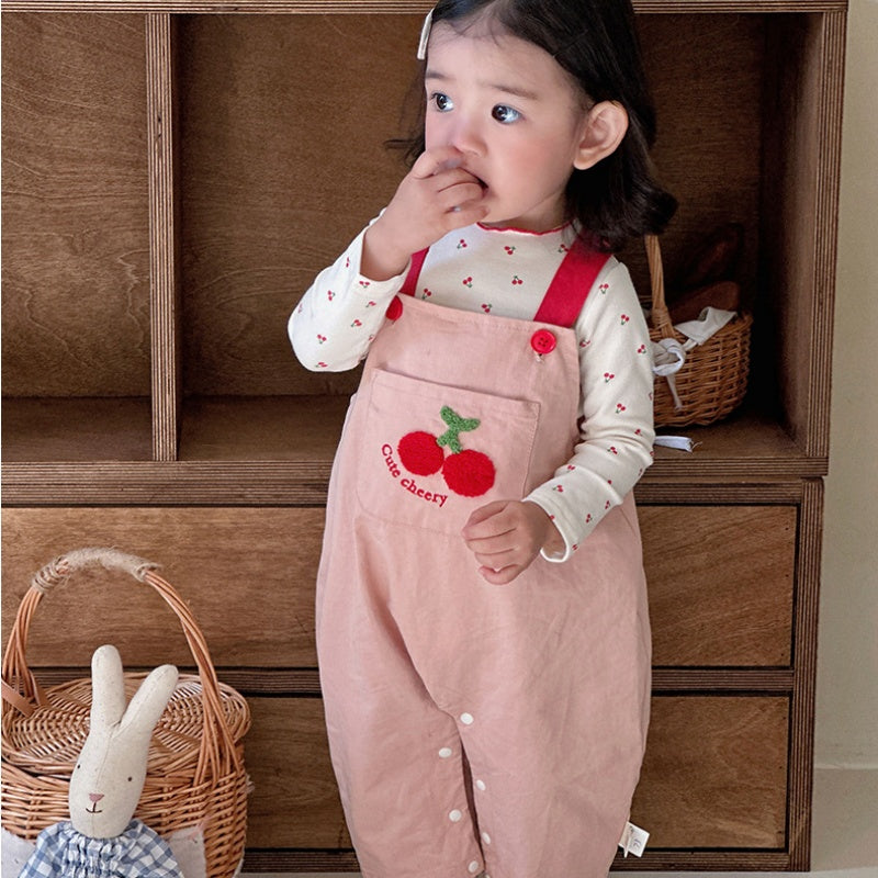 【BABY】さくらんぼポケットサロペット＆さくらんぼ柄ロンTSK104304