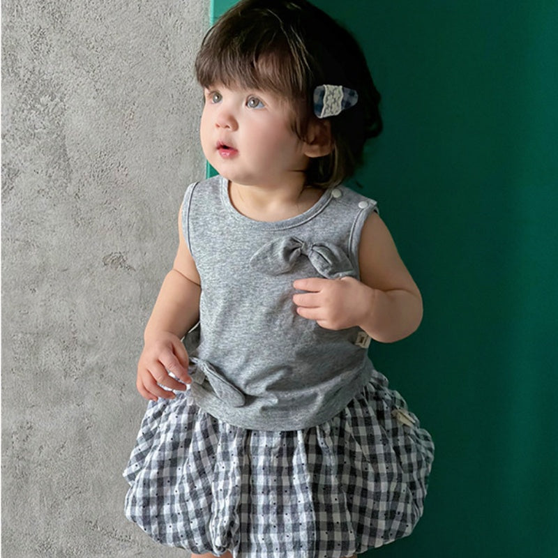 【BABY】夏新作ノースリーブTシャツ＆チェックフレアスカートSK105319