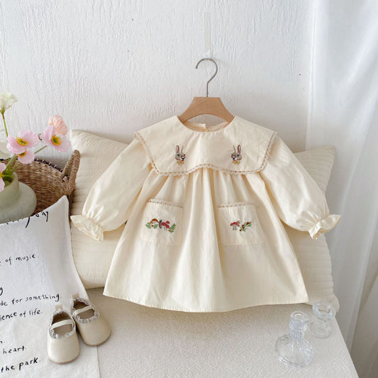 【BABY&KID】カートンうさぎ刺繍ワンピースSK011022