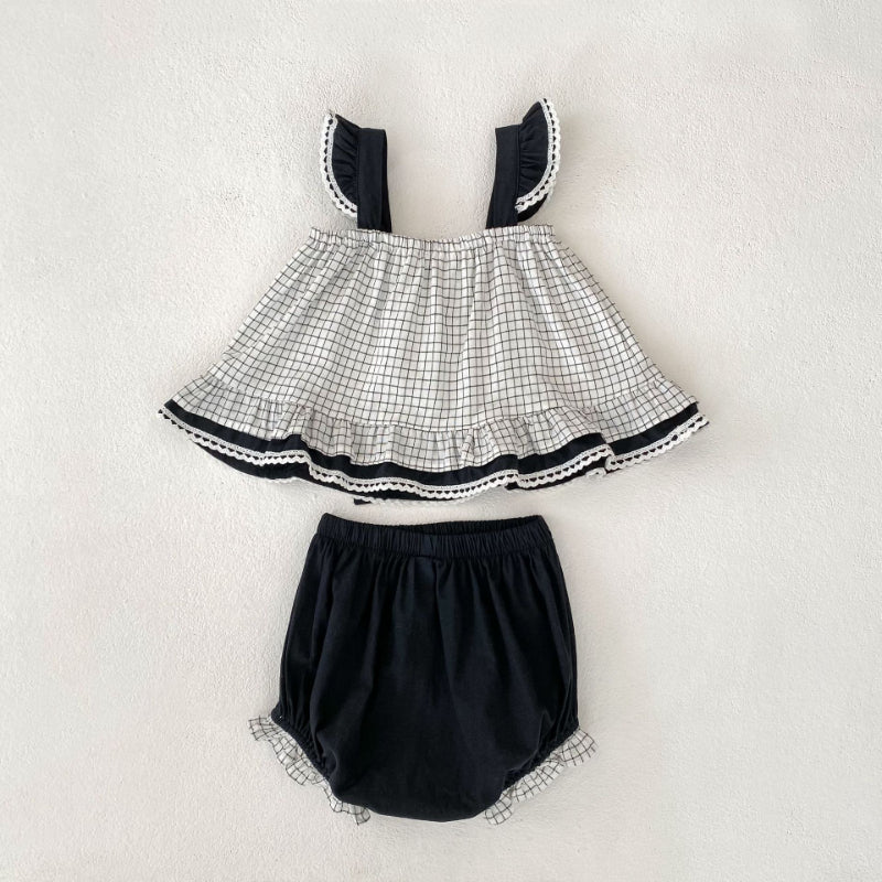 【BABY&KID】夏新作 チェック柄リボンセットアップSK071924