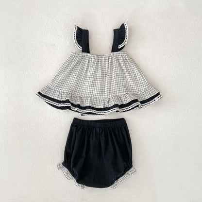 【BABY&KID】夏新作 チェック柄リボンセットアップSK071924