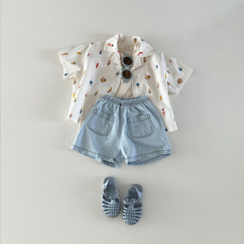 【BABY&KID】夏新作 デニムシャツセットアップSK080215