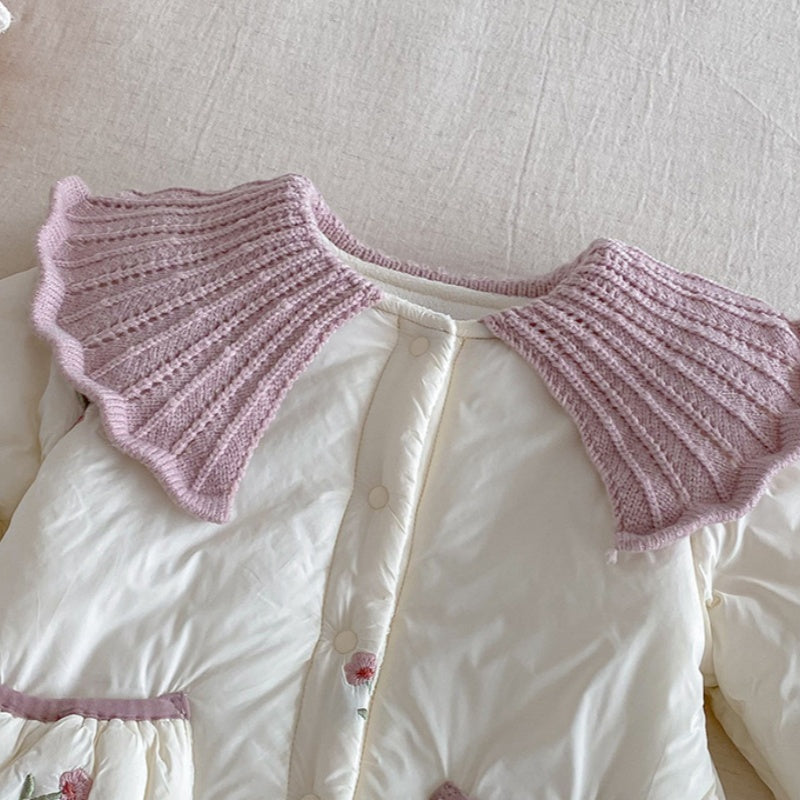 【BABY】冬新作小花柄キルティングニット襟あったかカバーオールSK103103