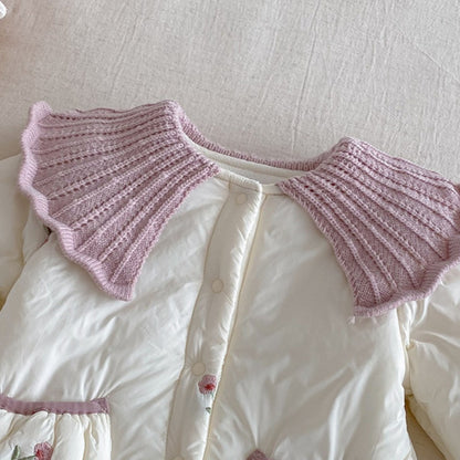 【BABY】冬新作小花柄キルティングニット襟あったかカバーオールSK103103