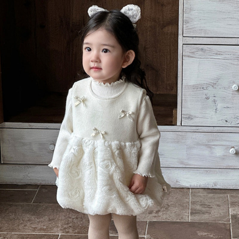 【BABY&KID】冬新作韓国風蝶結びジャンパースカートSK103134