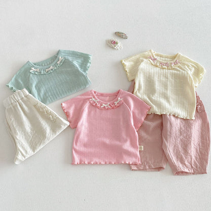【BABY&KID】夏新作 フリル蝶結びTシャツSK105107