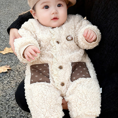 【BABY】冬新作レース縁あったかカバーオールSK103208