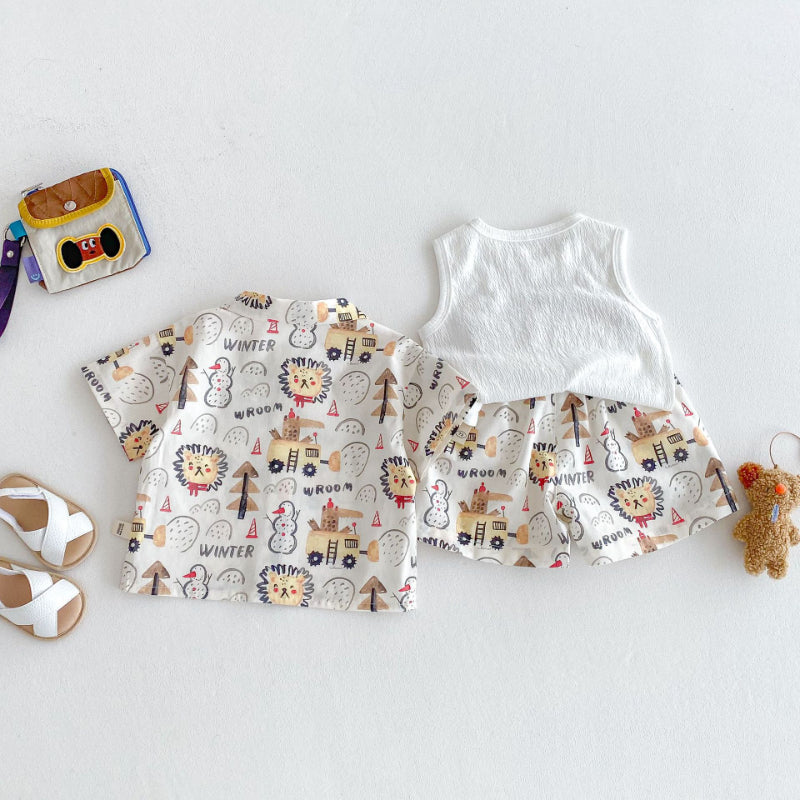 【BABY&KID】夏新作 ライオンオシャレセットアップ、ノースリーブＴシャツSK072011