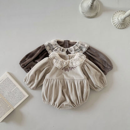 【BABY】レース襟花刺繡ロンパースSK022505