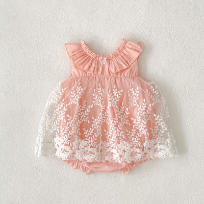 【BABY】夏新作 刺繍ソフトチュールロンパースSK081605