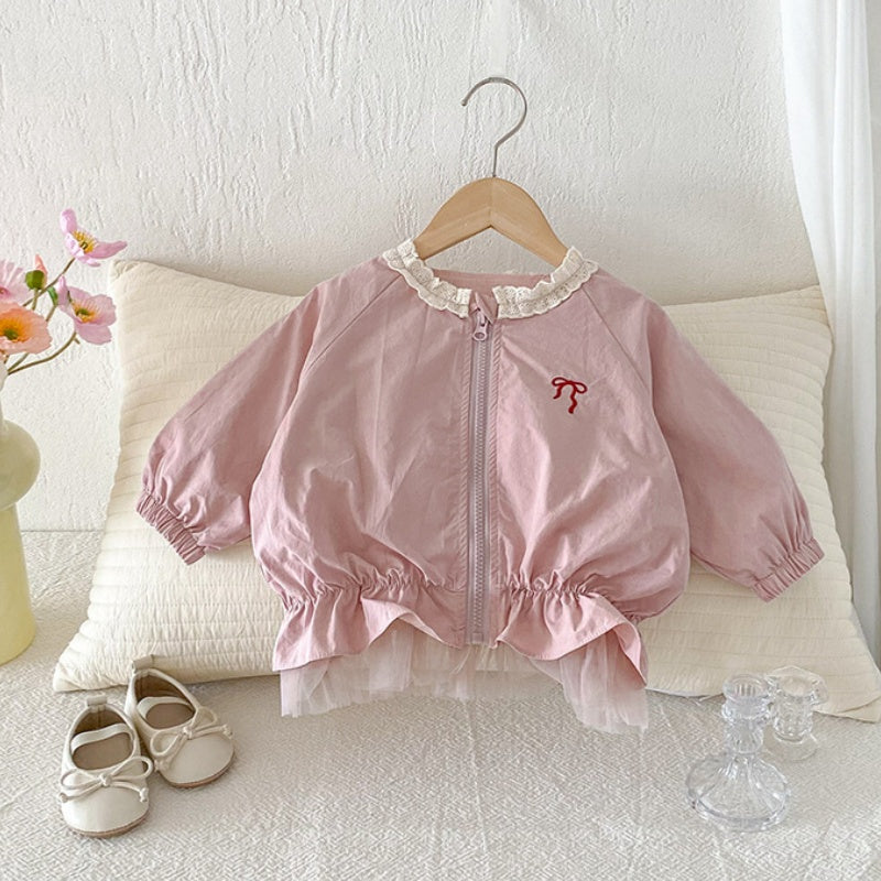 【BABY】蝶結び刺繍チュール縁アウターSK100450