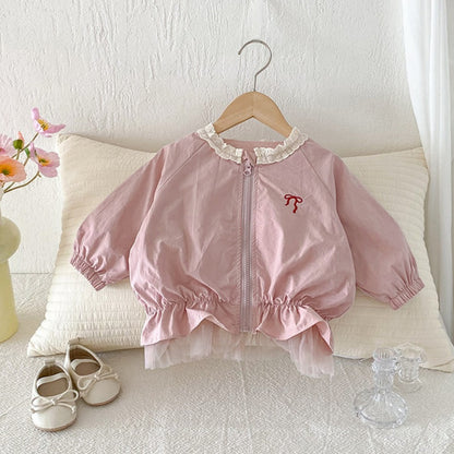 【BABY】蝶結び刺繍チュール縁アウターSK100450