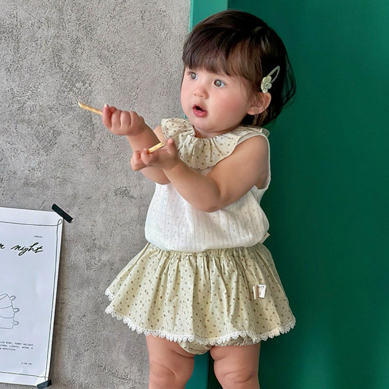 【BABY】夏新作ナチュラル小花柄ノースリーブセットアップSK105317