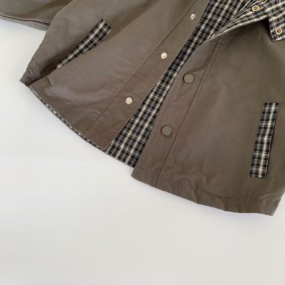 【BABY&KID】無地orチェックリバーシブルコートSK100502