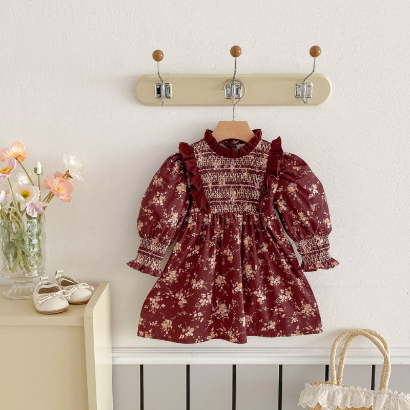 【BABY&KID】スタンドカラーパフスリーブワンピースSK011010