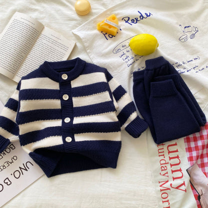 【BABY】クルーネックボーダー長袖ニットセットアップSK092905