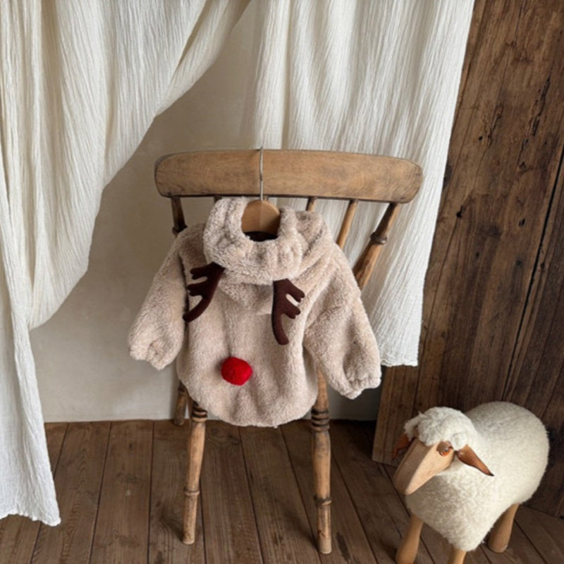 【BABY】トナカイ角付き裏起毛ロンパースSK102821