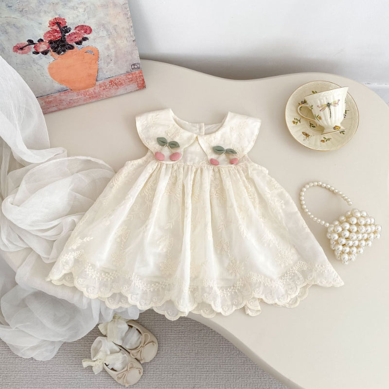 【BABY&KID】夏新作 フラワー刺繡チェリーワンピースSK072519