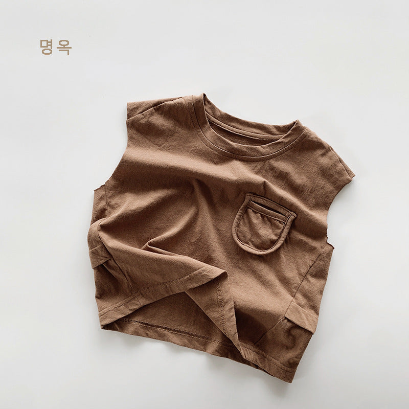 【BABY&KID】夏新作 ポケット付きノースリーブTシャツSK080817