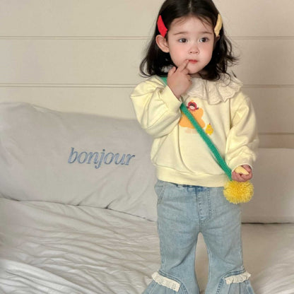 【BABY&KID】レース襟カートゥーンスウェット、デニムパンツSK104313