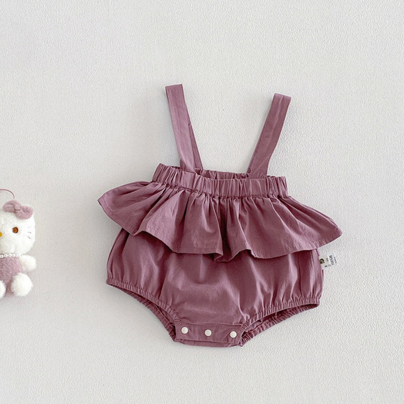 【BABY】夏新作フリル襟小花柄ブラウス＆サロペットロンパースSK104508