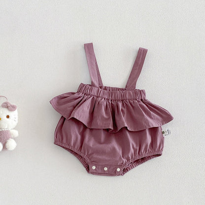 【BABY】夏新作フリル襟小花柄ブラウス＆サロペットロンパースSK104508