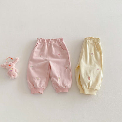 【BABY&KID】韓国風刺繍リラックスパンツSK103518