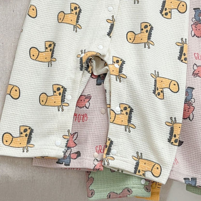【BABY】ワッフル地可愛いプリントカバーオールSK100327