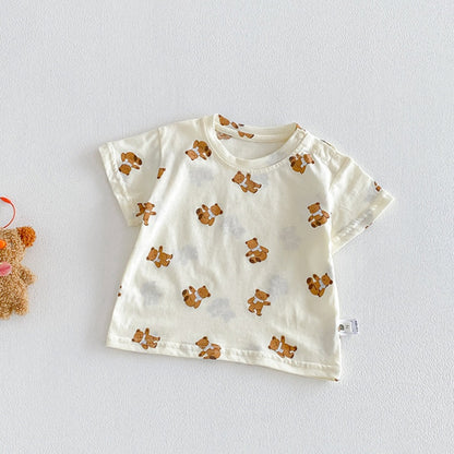 【BABY】夏新作くま刺繍デニムロンパース＆くまTシャツSK104509