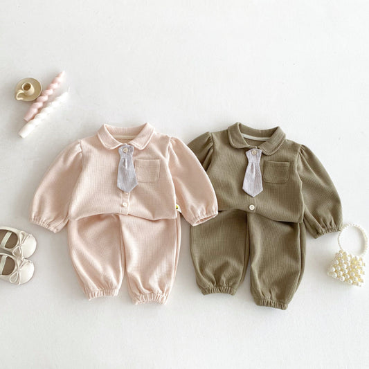【BABY&KID】ネクタイ付き無地セットアップSK102421