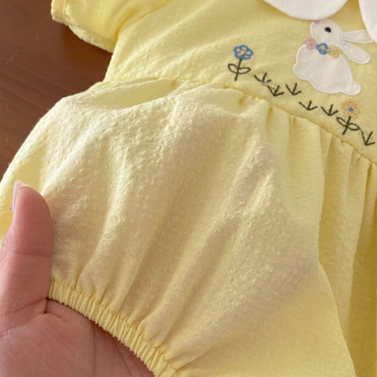 【BABY】夏新作 うさぎ刺繍ロンパースSK070108