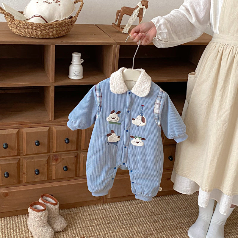 【BABY】コーデュロイ犬刺繍カバーオールSK102914