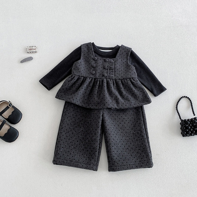 【BABY】冬新作ドットベスト＆ワイドパンツ＆トップスSK108307