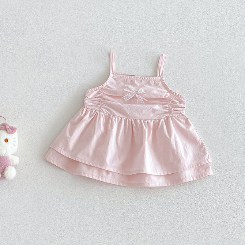 【BABY】夏新作スウィート蝶結びキャミトップス＆フリルワイドパンツSK105710