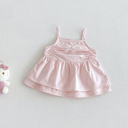 【BABY】夏新作スウィート蝶結びキャミトップス＆フリルワイドパンツSK105710