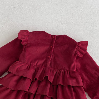 【BABY】冬新作蝶結びティアードカバーオールスカートSK102708