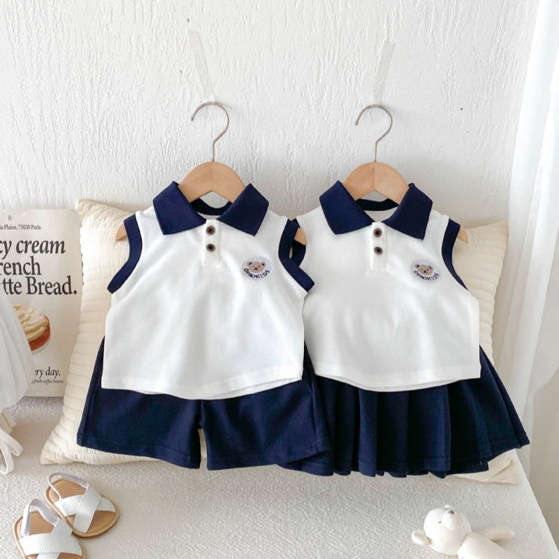 【BABY&KID】夏新作 クマロゴPOLOセットアップSK080307
