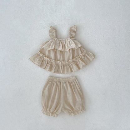 【BABY】夏新作 フリルキャミ＆無地ショートパンツセットアップSK071918