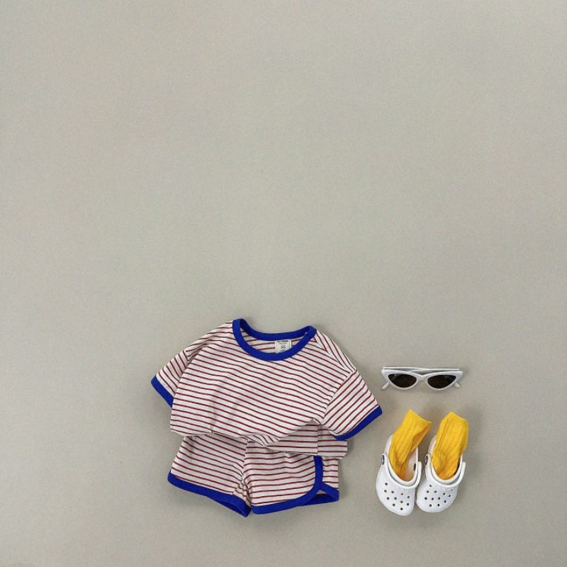 【BABY&KID】夏新作 キュートなボーダーセットアップSK080211