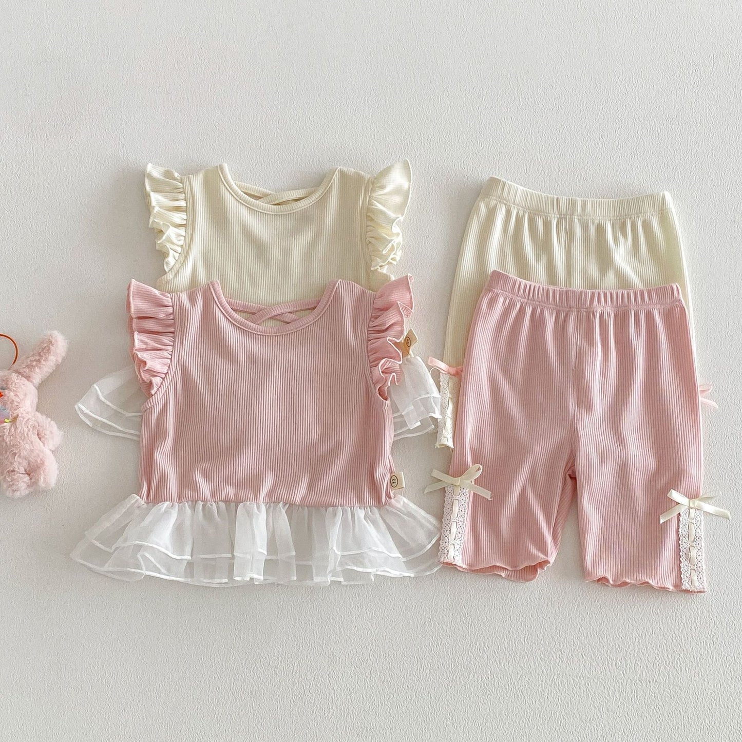 【BABY&KID】夏新作 レース切替Tシャツ&ショートパンツSK105116